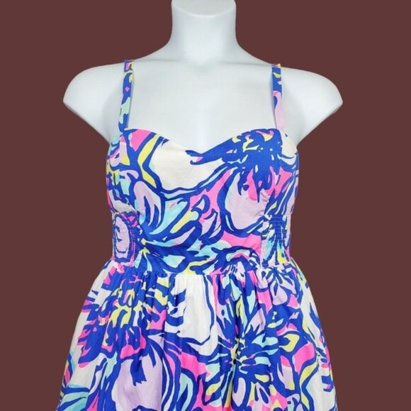 Lilly Pulitzer Womens Purple Catwalkin Tropical Print Christine Dress Size 10 - Picture 2 of 8
